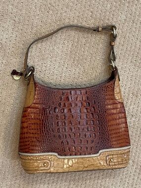BRAHMIN Renee Hobo in Rare Tan Collage Texture